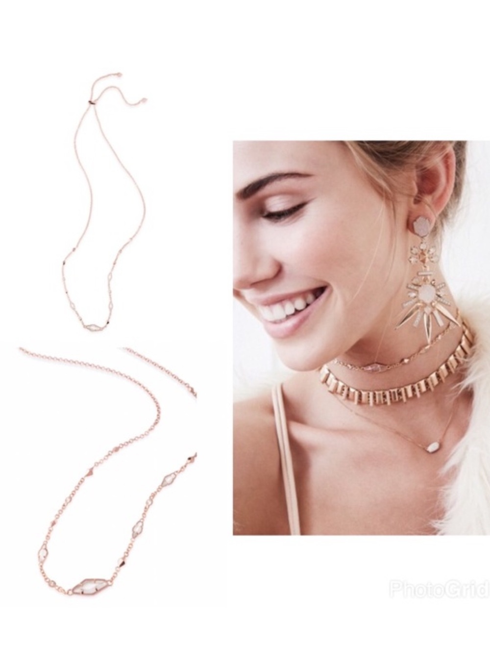 Kendra Scott Debra Necklace Rose Gold Adjustable Station Crystals
